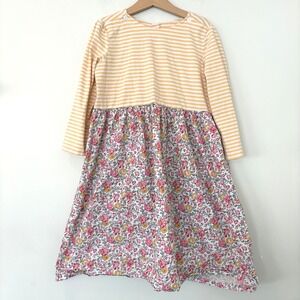 BISBY‎ Kids Girls Rosie Yellow Stripe Floral Dress Sz 12 Button Back Long Sleeve